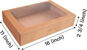 Boîte à pâtisserie, grande boîte à donuts bruns, boîtes à muffins avec fenêtre en PVC, boîte en papier auto-ouvrante, conteneur à emporter en carton naturel - Product Image 5