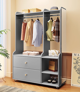 <span class=keywords><strong>Cintre</strong></span> suspendu <span class=keywords><strong>dressing</strong></span> miroir palier intégré chambre support de rangement multifonctionnel mobile corps entier miroir porte-chapeau - Product Image 5