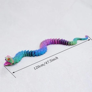 Figurine de serpent imprimée en 3D extra-large, 47,5 pouces (120 cm), en plastique, articulations mobiles et flexibles, jouet anti-stress, animal, dinosaure - Product Image 2
