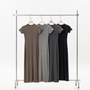 Abito Lungo da <span class=keywords><strong>Donna</strong></span> Lavorato a Maglia 275g ad Alta Elasticità con Design del Marchio Personalizzato, Vestibilità Aderente, Gonna a Tubino in Cotone Lavaggio Acido <span class=keywords><strong>Vintage</strong></span> - Product Image 5