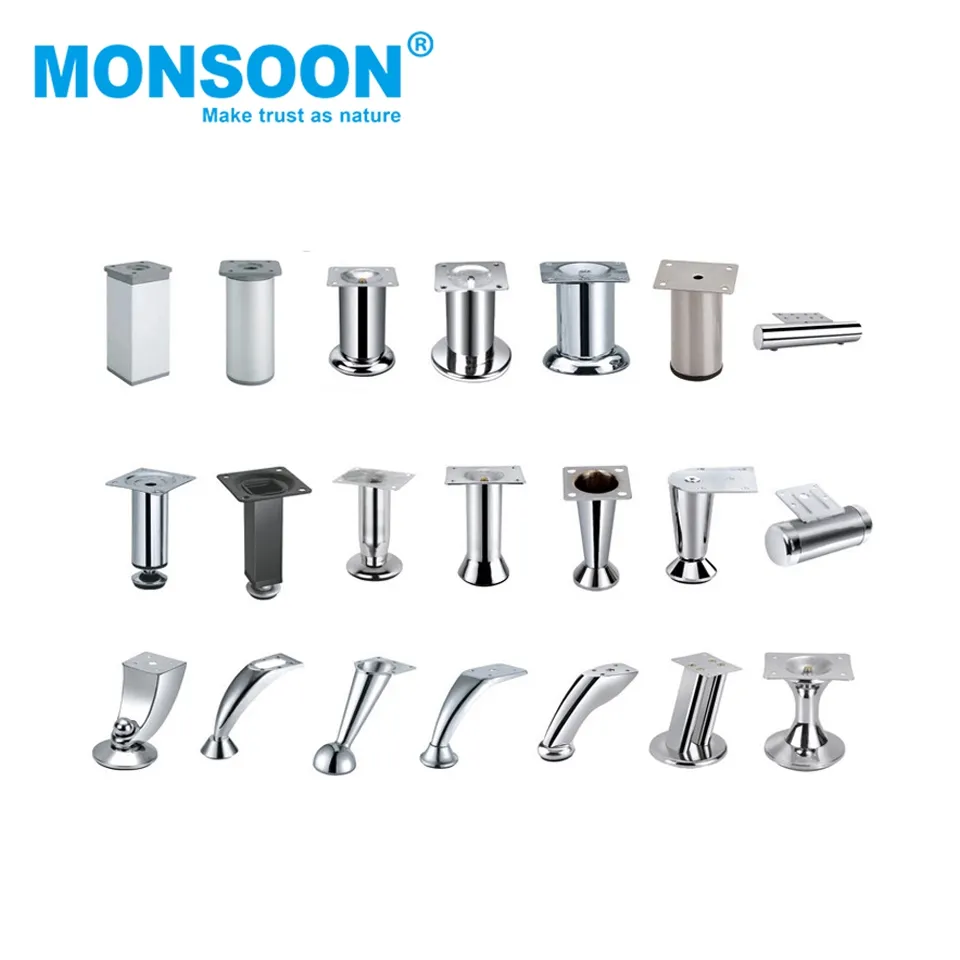 Heavy Duty Tapered Table Sofa Legs Couch Feet Aluminum Alloy Metal Furniture Cabinet Sofa Leg With Screws