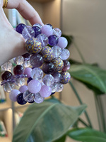 Bracelet en cristal naturel Sinyore Zichen Qimeng - Kunzite / Améthyste / Laque violette