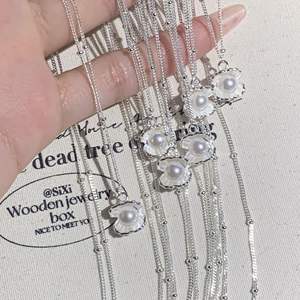 Collier pendentif en argent sterling S925 avec un seul diamant, larmes de sirène, design élégant et haut de gamme, invisible et transparent, perle luxueuse - Product Image 1