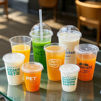 Gobelets en plastique transparents jetables avec couvercles bombés pour smoothies à jus et café glacé