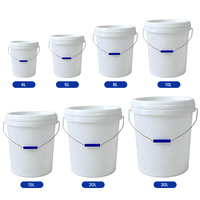 Seau en plastique HDPE multi-usages en gros, 5L, 10L, 20L, 30L, grand seau de rangement en plastique pour le nettoyage, la peinture, l'eau, l'industrie et la maison
