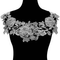 Broderie lumineuse dentelle devant col de poitrine pièce polyester creux corsage mode vêtements pour enfants faux col fleur