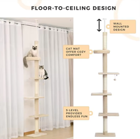 Arbre à chat moderne de luxe, écologique et durable, grand arbre à chat en bois, design floral coloré, griffoir, structure d'escalade en sisal inclus