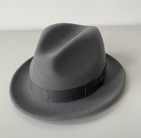 CLN6303 Nouveaux chapeaux de fête en feutre 100% laine, chapeau Fedora marron en feutre de laine à devant plissé, bandeau en velcro réglable, chapeaux d'extérieur