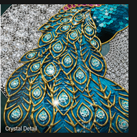 Impression sur toile de paon bleu, motif oiseau aux tons de bijoux, pour salon, entrée, hôtel, salon de réception et intérieurs élégants inspirés de la nature