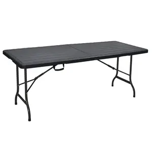 2022 Offres Spéciales 180 cm de soufflage en bois look en plastique jardin Pique-Nique portable pliable à manger camping table pliante