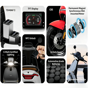 Scooter électrique puissant pour adultes EEC, 45 km/h, avec batterie au lithium, roues avant 14 pouces, roues arrière 13 pouces. - Product Image 3