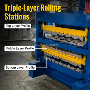 Machine de formage automatique à trois couches pour tôles <span class=keywords><strong>GI</strong></span>, prix usine, machine de fabrication de garnitures de carrelage en acier inoxydable, vente chaude - Product Image 2