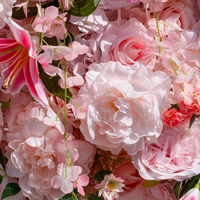 Haute qualité 8x8 enrouler panneau Floral en soie personnalisé 3d/5d rose artificielle Rose fleur mur toile de fond mariage décoration fond