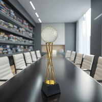 Honneur de Crystal Sports Event Metal Soccer Basket Golf Globe Ball avec tour en métal Crystal Ball Trophy Award for Souvenir