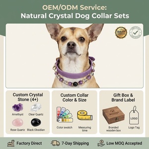 Collar de cristal de <span class=keywords><strong>amatista</strong></span> natural para perro, conjunto de collar y collarín de cuero morado ajustable con cuarzo obsidiana, joyería de lujo para mascotas, venta al por mayor OEM - Product Image 6