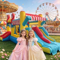 Château gonflable Oxford Candy avec double toboggan, château gonflable pour enfants, château gonflable de jardin, trampoline gonflable