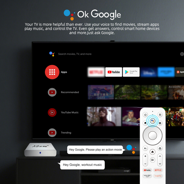 XS97 RK14 4K Smart TV Box Quad Core 2GB+8GB BT 5.0 WiFi 6 Android 14 Best Price with 12-Month Warranty