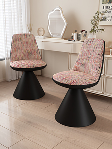 เก้าอี้แต่งหน้าสไตล์หรูหราเบาๆ รุ่นโคโค่ สำหรับห้องนอน โต๊ะเครื่องแป้ง พนักพิงหมุนได้ ผ้าคุณภาพสูง เก้าอี้ทำเล็บ เฟอร์นิเจอร์บ้าน - Product Image 4