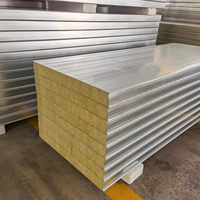 Panneau sandwich en laine de roche haute densité, ignifuge et insonorisant, en acier coloré, pour maisons préfabriquées