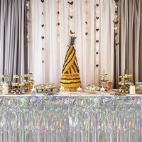 Rideau de table décoratif en feuille d'aluminium effet laser arc-en-ciel pour fêtes d'anniversaire et mariages, vente en gros