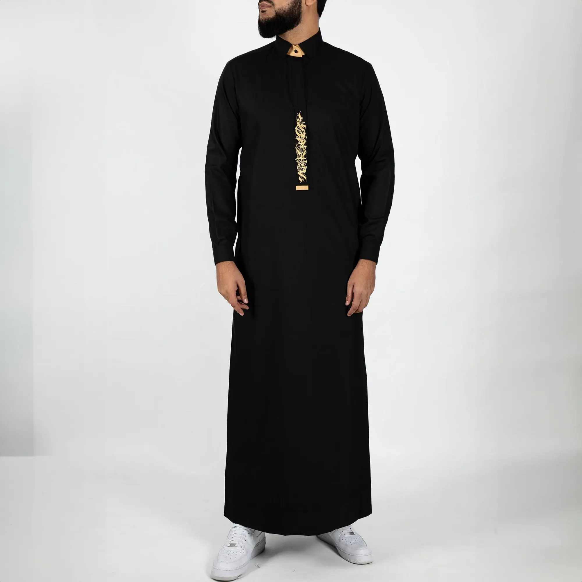 Timur Tengah Pria Arab thobe jubba gamis untuk pria ukuran besar jubah Muslim kasual bordir mewah pakaian Islam