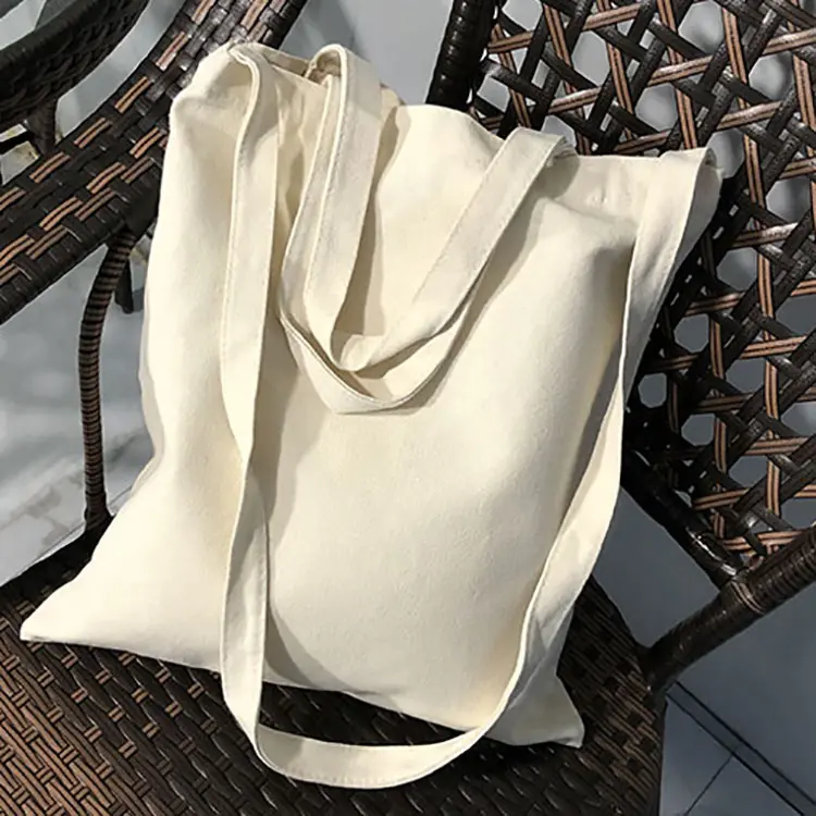Uzun kayış 12oz boş pamuk tuval yeniden kullanılabilir askılı çanta çapraz vücut pamuk tek kollu çanta