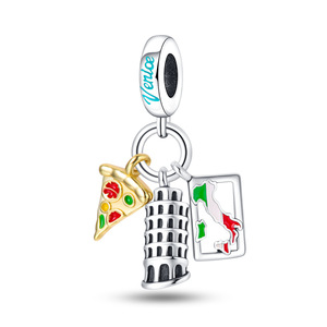 This white brass pendant, adorned with a <b>red</b> apple and a one-way street sign cartoon design, is suitable for both men and women - Product Image 5