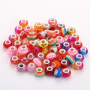 Perles d'espacement rondes en métal de 14 mm à grand trou, style mixte mode, faites à la main, avec diamant, pour la fabrication de bijoux et de bracelets - Product Image 4