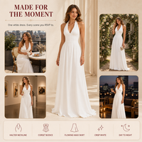 Robe longue tissée élégante et sexy pour femme, col en V profond, style licou, coupe trapèze, lavable, idéale pour les soirées estivales