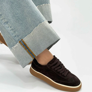 Chaussures de skate rétro en daim à lacets, économiques, respirantes, légères, antidérapantes, résistantes à l'usure, semelle épaisse, couleurs assorties, pour le quotidien - Product Image 4