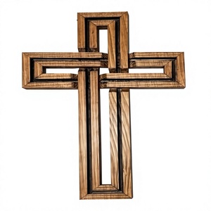 Sculpture murale en bois rustique en forme de croix, design géométrique, décoration intérieure pour salon, occasions spéciales (Nouvel An, Noël, naissance de bébé), Art Déco - Product Image 5
