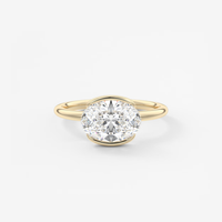 Bague de fiançailles solitaire ovale 2 carats sertie clos, en or massif 14K/18K, avec diamant de laboratoire certifié IGI CVD/HPHT, personnalisable