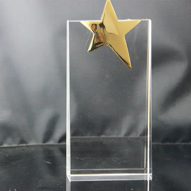 Wholesale crystal glass star trophy for commemorative award plaque