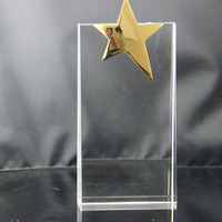 Trophée étoile en verre cristal en gros pour plaque commémorative de récompense
