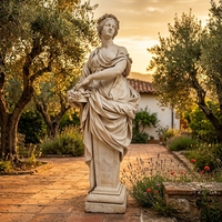Statue de terminal ou d'herme de jardin en marbre blanc sculptée à la main sur mesure - Sculpture de pilier panier de fleurs classique sur mesure