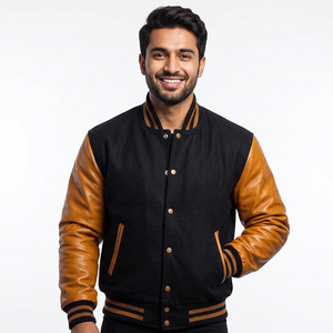 <b>Men's</b> New Blank <b>Long</b> Sleeves Varsity <b>Jackets</b> with Stand Collar High Printing Quality Fast CollegeBaseballjacket for <b>men</b> - Product Image 1