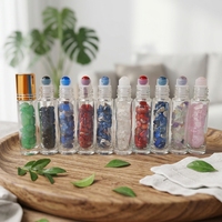 Petit flacon roll-on de luxe en verre transparent rose 5ml 10ml avec bille en pierre précieuse pour parfum et huiles essentielles 10ml