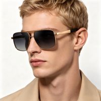 Nouvelles lunettes de soleil YANA S15109 à double pont, grandes et carrées, monture en métal mat à bordure complète, verres polarisés TAC avec protection UV pour hommes