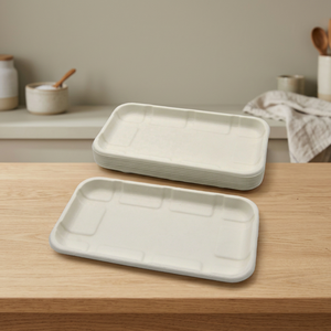 Assiette à collation rectangulaire biodégradable de 7 pouces en bagasse, plateau de service jetable robuste en fibre de canne à sucre, écologique, pour buffet - Product Image 6