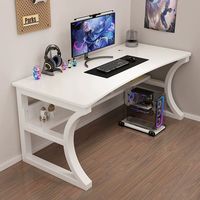Ensemble de table et de chaise de jeu pour ordinateur de grande taille personnalisé avec éclairage RGB pour bureau, noir et blanc, bureau de jeu multifonctionnel avec LED