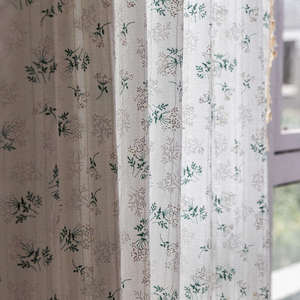 Tende oscuranti personalizzabili in cotone stampato con pizzo <span class=keywords><strong>lilla</strong></span> e motivo traforato, con passante piatto per asta, stile europeo-americano, per piccole mantovane - Product Image 5
