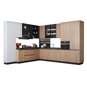 Cửa Ra Vào Màu <span class=keywords><strong>Melamine</strong></span> Hiện Đại Có Thể Tùy Chỉnh Tủ Bếp Và Tủ Đồ Nội Thất Nhà Bếp Được Làm Bằng Ván Dăm - Product Image 1