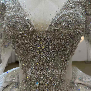 Robe de mariée de luxe, robe de bal de mariée, col en V, robe de mariée élégante à la française, Lsjj72 - Product Image 5