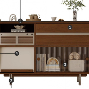 Cherry Wood <b>Sideboard</b> Storage Cabinet French Retro Style Small Apartment Wall Mounted Entryway Furniture - Product Image 1