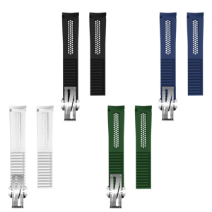 Dây đeo đồng hồ cao su Fluororubber cong tùy chỉnh, khóa cài cong cho đồng hồ Omega Seamaster, dây đeo đồng hồ cao su FKM <span class=keywords><strong>20MM</strong></span> - Product Image 1