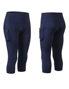 Private Label Running <strong>Capri</strong> <strong>Leggings</strong> Women Tights Black Gym Fitness <strong>Leggings</strong> With Pockets Custom logo - Product Image 6