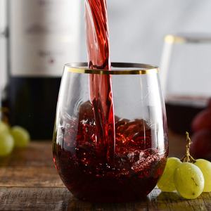 Verre à vin incassable en <span class=keywords><strong>plastique</strong></span> PET à bord doré de 12oz Flûtes à <span class=keywords><strong>champagne</strong></span> et whisky en <span class=keywords><strong>plastique</strong></span> sans pied pour bar - Product Image 5