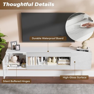 Mueble Flotante <span class=keywords><strong>para</strong></span> TV de 70 Pulgadas, Consola Multimedia de Pared <span class=keywords><strong>para</strong></span> TV de 60 y 65 Pulgadas, Mueble de Almacenamiento Moderno <span class=keywords><strong>para</strong></span> Sala de Estar, MOQ 100 Unidades - Product Image 3
