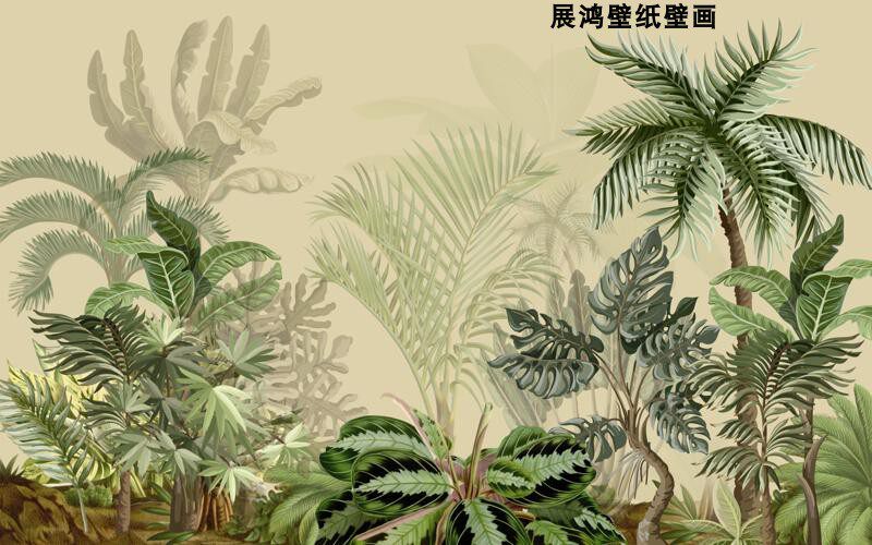 Murales de fondo de plantas verdes de la selva tropical