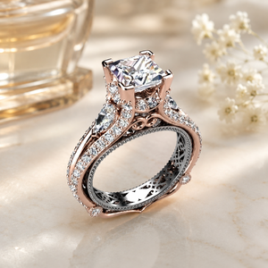 Anello Nuziale Bicolore Vintage con Zirconi per Donne, Elegante Gioiello da Dito alla Moda - Product Image 6
